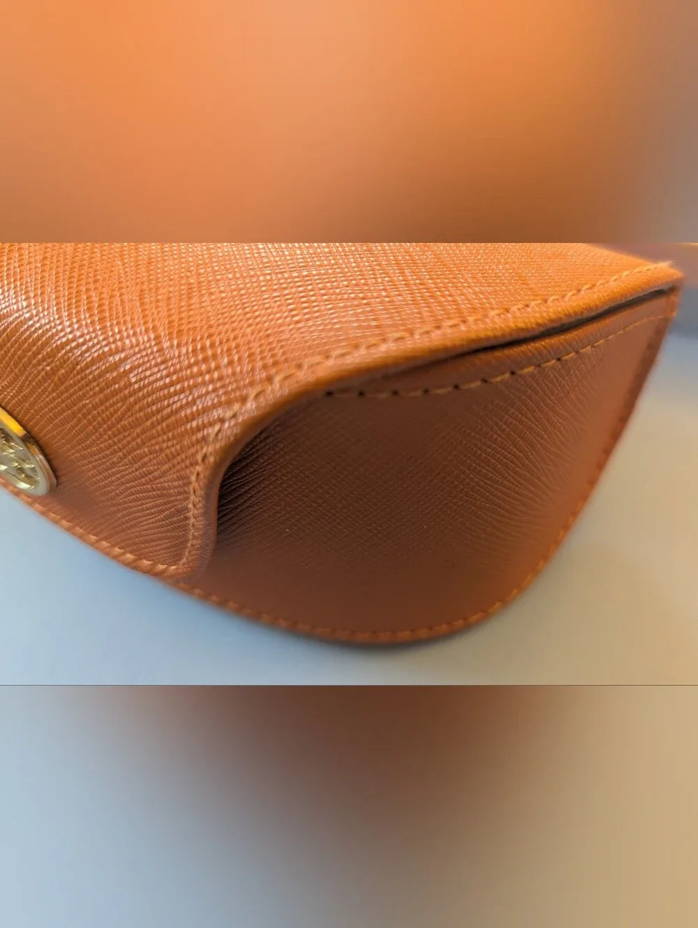 Tory Burch Faux Leather Textured Orange Eyeglasses Sunglasses Case